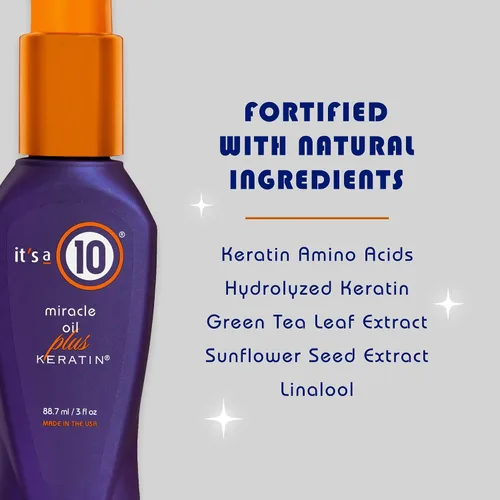 Vista 3 de It's a 10 Haircare Miracle Oil Plus Queratina, 3 fl. oz. (paquete de 2)
