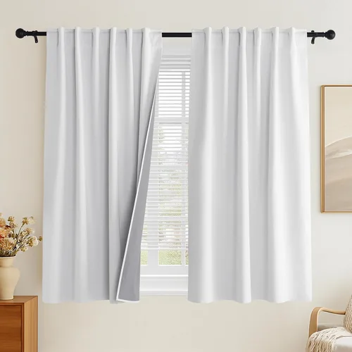 Vista 16 de PONY DANCE Cortinas de lino 100% opacas de 63 pulgadas de largo para dormitorio, sala de estar, oscurecimiento completo, bolsillo para barra