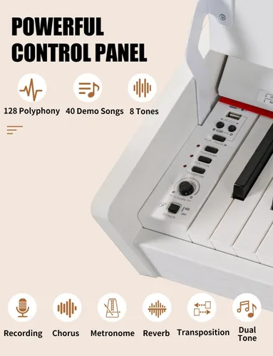 Vista 4 de UISCOM 88 teclas ponderadas Piano digital para el hogar - Piano eléctrico de escritorio de madera se transforma entre escritorio y tocador - Teclado