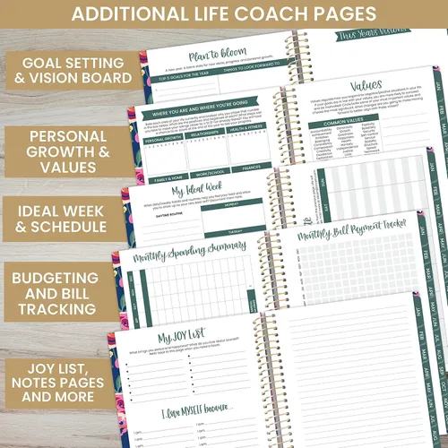 Vista 4 de Bloom Daily Planners - Planificador de calendario semanal y mensual sin fecha – Cuaderno de lista de tareas para comenzar en cualquier momento