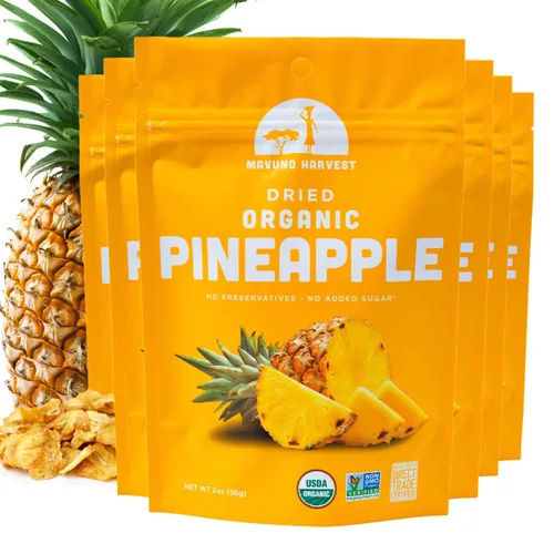 Vista 22 de Mavuno Harvest Paquete variado de frutas secas orgánicas, mango seco, papaya, piña, plátano, yaca y mezcla tropical, saludable, vegano, sin azúcar