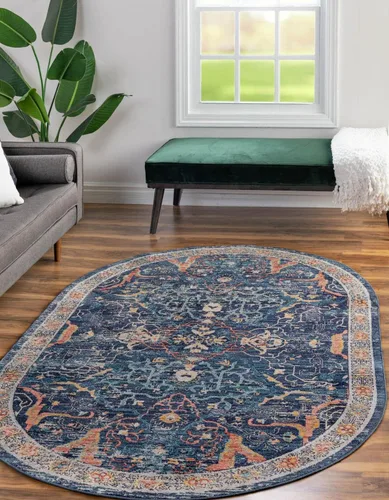 Vista 30 de Unique Loom Lola Collection - Alfombra de área Vivacious (2 pies 2 pulgadas x 3 pies 1 pulgada, rectangular, color rojo ladrillo/azul)