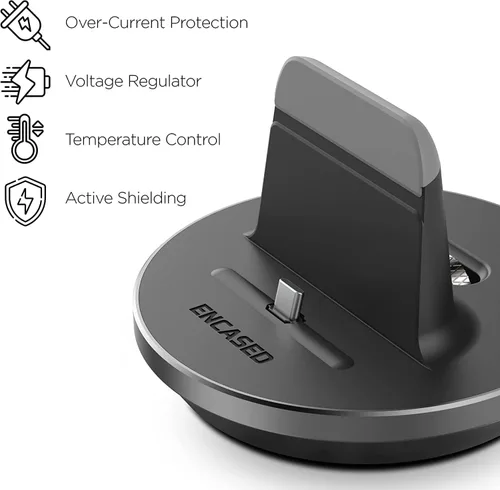 Vista 2 de Encased Soporte de carga de escritorio para teléfono y tabletas USB-C, cargador de estación de acoplamiento ajustable compatible con fundas