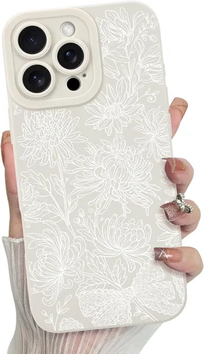 Vista 45 de MZELQ - Carcasa para iPhone 13 Pro Max, diseño de flores, color negro