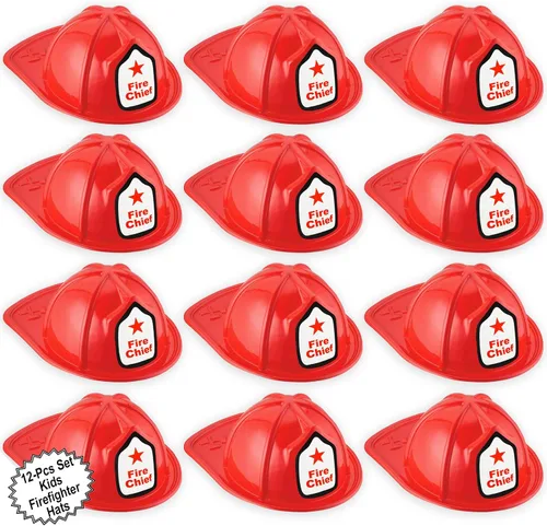Vista 5 de AnapoliZ Kids Firefighter Hats 12 Pack Plastic Fire Chief Costume