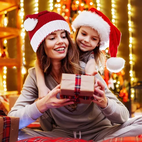 Vista 6 de Century Star Sombreros de Navidad para mujer, sombrero de Papá Noel, unisex, clásico, tejido cálido, para Año Nuevo, vacaciones, fiestas, sombreros