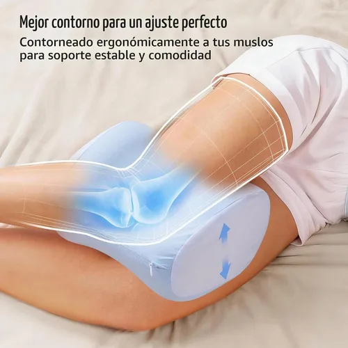 Vista 4 de YFONG Almohada de rodilla para dormir de lado, almohada de espuma viscoelástica, color azul