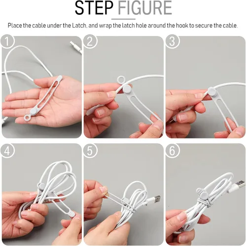 Vista 4 de Nuanchu 40 bridas de silicona reutilizables, correas ajustables, organizador de cables de carga multiusos para sujetar cables de carga