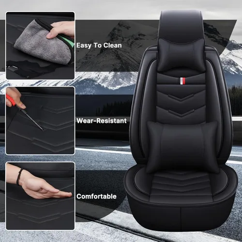 Vista 34 de Funda de asiento de auto de 2 asientos para Dodge Challenger 2000-2023, funda de cojín duradera, resistente al desgaste, impermeable, transpirable
