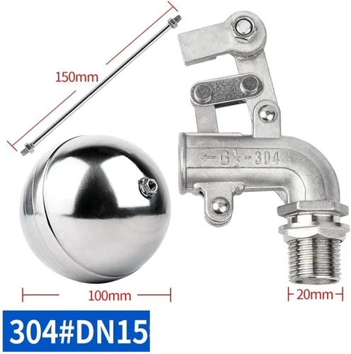 Vista 2 de 1pcs Adjustable Floating Ball Valve, 304 Stainless Steel Elbow Float Valve, Water Level Controller For Water Tank Towers(1/2inch)