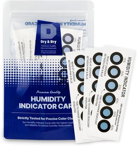 Vista 2 de Tarjetas indicadoras de humedad premium (12 tarjetas) - 10-60% 6 puntos (Reutilizable)