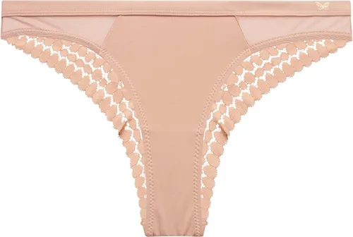 Vista 4 de Jessica Simpson Ropa interior para mujer - Paquete de 3 bragas Tanga de encaje de microfibra (S-XL)