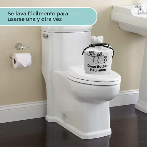 Vista 3 de Funda para rollo de papel higiénico – 9 x 5.5 pulgadas reutilizable de algodón con cierre de cordón, bolsa decorativa de papel higiénico de baño
