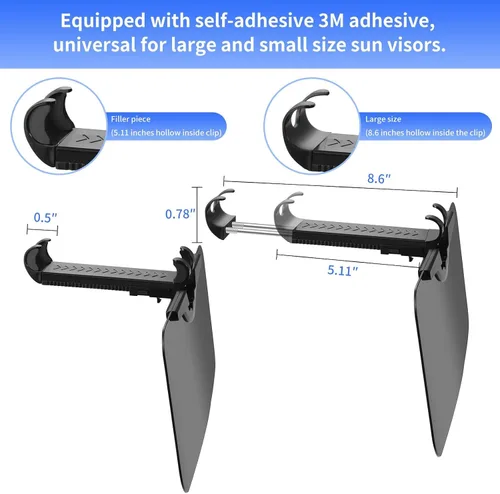 Vista 9 de Visera solar para automóvil, (juego de 2 piezas) UV400 antipolarizado/antirreflejo, ajustable, extensor de visera solar para automóvil, fácil
