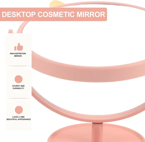 Vista 3 de LALAFINA Espejo de maquillaje para escritorio, con forma de orejas de conejo, cosmético de mesa para el hogar, dormitorio, baño, corte de pelo