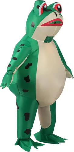 Vista 2 de XUANNIAO Disfraz inflable de animal para Halloween, cosplay, vestido de fiesta de cosplay, disfraz de lujo (rana verde para adultos