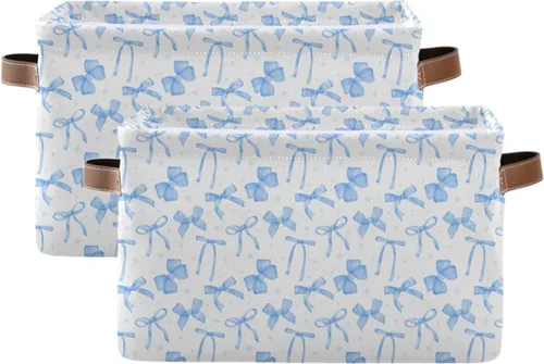 Vista 14 de Blueangle Cesta de almacenamiento rectangular de flores blancas y negras, 15 x 11 x 9.5 pulgadas, cesta organizadora plegable para decoración