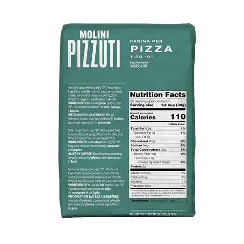 Vista 2 de Molini Pizzuti Farina Per Pizza Tipo "0" harina de trigo para pizza - 2.2 lbs
