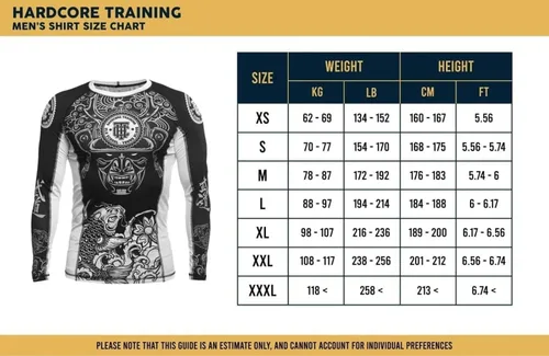 Vista 5 de Hardcore Training Camiseta de compresión para hombre, manga larga, Jiu Jitsu, MMA No-Gi, BJJ apretada, capa base de combate