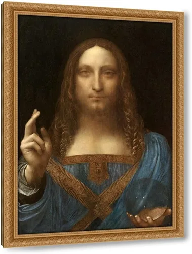 Vista 3 de Da Vinci, Leonardo 15x18 Black Modern Framed and Double Matted Museum Art Print Titled Salvator Mundi