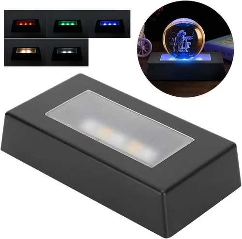 Vista 7 de GLOGLOW Base de luz LED de madera para pantalla de cristal con plataforma de 4.3 pulgadas, 4 blancos 4 blancos cálidos, 3 LED RGB, soporte
