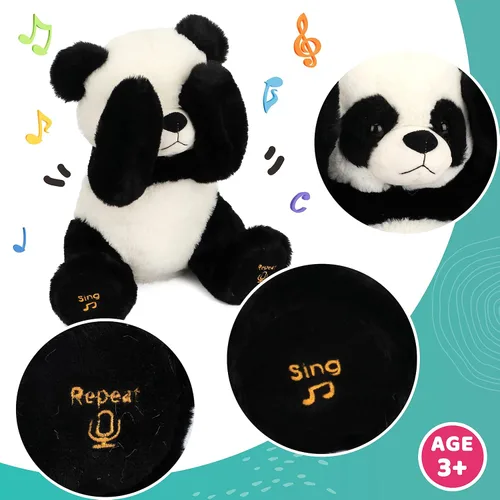 Vista 5 de Oso Panda de Peluche Peek A Boo Interactivo Eléctrico Animal Musical que Canta, Habla y Repite lo que Dices Juguetes de Peluche para Regalos