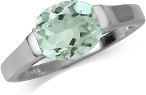 Vista 8 de Silvershake 10X8mm Oval Shape Gemstone White Gold Plated or Yellow Gold Plated 925 Sterling Silver Right Hand Anniversary East-West Solitaire Ring