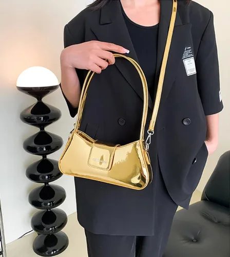 Vista 4 de Hobo Bag - Bolso de noche para mujer, bolso de mano Y2k plateado brillante, bolso de hombro, bolso de mano, bolso cruzado para fiesta, 2024