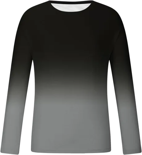 Vista 5 de Muscularfit Camisas de manga larga para hombre, estilo casual, color degradado, sueltas, con gráficos, para otoño, sudaderas atléticas