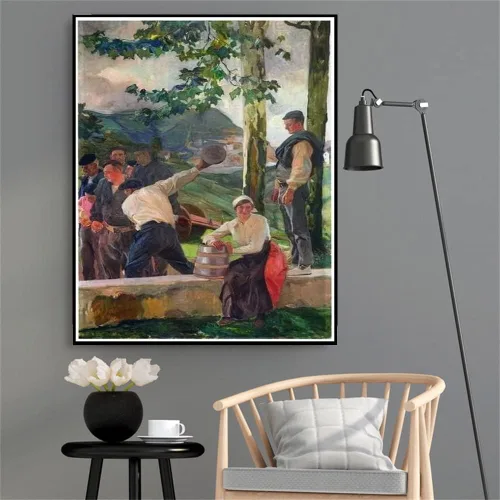 Vista 2 de Pintura por números para adultos, juego de bolos, pintura por Joaquin Sorolla DIY pintura al óleo por números Kits