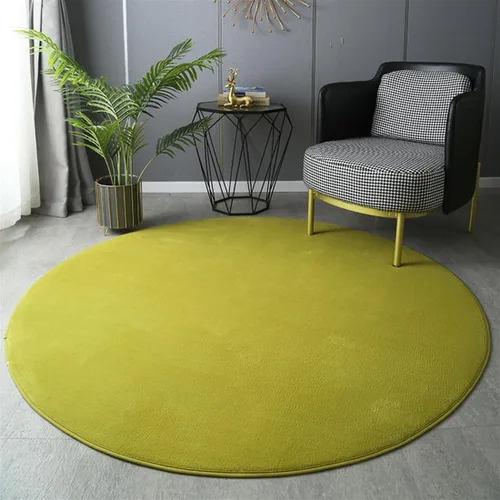 Vista 10 de Alfombra redonda sólida gruesa antideslizante, alfombra de felpa suave y esponjosa para sala de estar, dormitorio, habitación de los niños, Beige