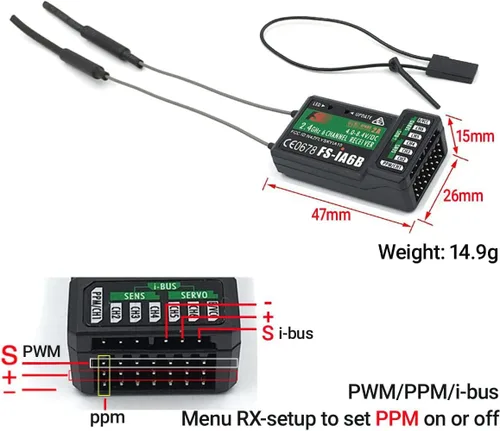 Vista 6 de FS-i6 6CH RC Transmisor y receptor FS-iA6B para modelos RC Flysky Sistema de control de radio FLYSKY AFHDS2A de 2,4 GHz para RC FPV Multirotor