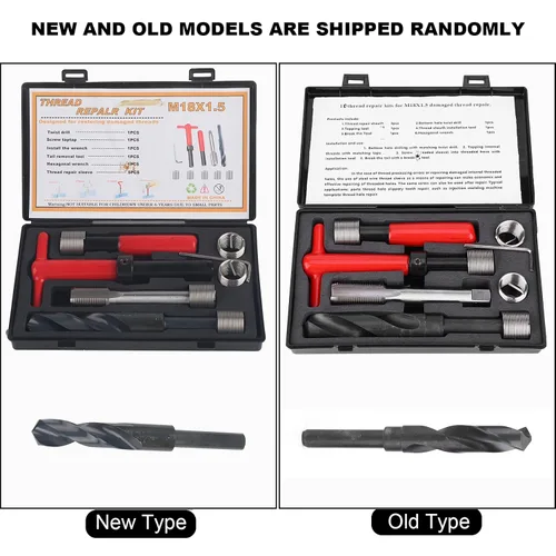 Vista 4 de Kit de herramientas de reparación de roscas para M18x1.5 de acero inoxidable para reparación de automóviles