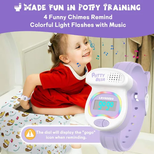 Vista 3 de Reloj para niños y niñas, temporizador para ir al baño y luces LED coloridas, música recuerda a los niños que es hora de ir al baño, regalo