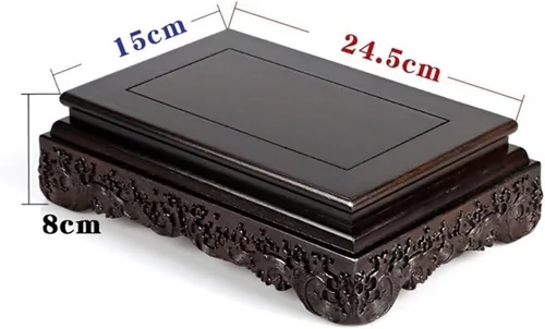 Vista 2 de ARINAL Base de estatua de madera con base de jarrón de madera maciza, soporte de exhibición rectangular de bonsái en maceta, estatua de Buda