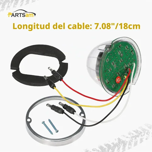 Vista 4 de Partsam 1 luz de sandía de doble revolución, ámbar 17 luces LED intermitente/marcador a luz auxiliar azul, luces subterráneas compatibles con ámbar