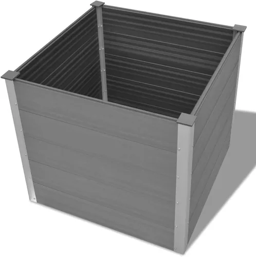 Vista 4 de WPC - Cama elevada para jardín de 39.4 x 39.4 x 35.8 pulgadas, color gris, maceta elevada para jardín de hierbas y flores