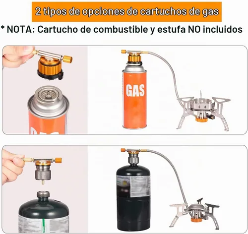 Vista 4 de Camping Stove Adapter Propane to Butane Adapter 1 Lb Propane Tank Input EN417 Lindal Valve Output w/Butane Canister Nozzle Input EN417 Lindal Screw