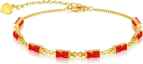 Vista 10 de Pulsera de eslabones de oro de 18 quilates para mujer, pulsera de tenis con circonita cúbica 5A, hipoalergénica, plata de ley 925 hipoalergénica
