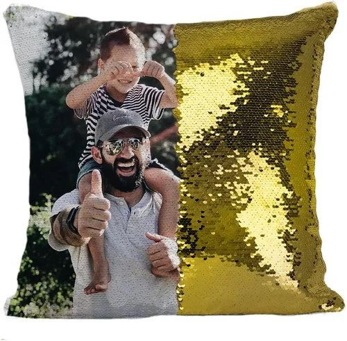Vista 9 de Fundas de almohada personalizadas con lentejuelas y fotos, funda de sirena personalizada con tu foto, cojín decorativo reversible mágico