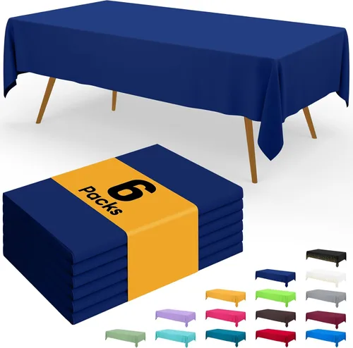 Vista 15 de Smiry - Juego de 6 manteles desechables, 54 x 78 pulgadas, manteles impermeables rectangulares para fiestas, cubierta de mesa de plástico