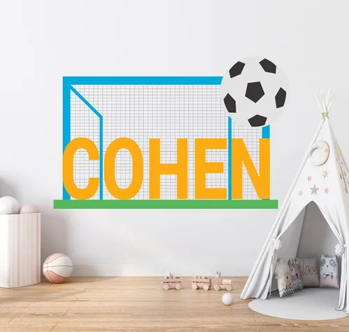 Vista 3 de Calcomanía de pared de fútbol con nombre personalizado, calcomanía de pared de fútbol, mural de pared de portería de fútbol personalizado