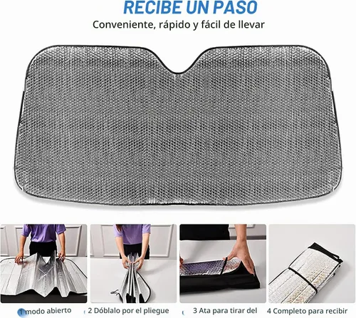 Vista 6 de Parasol para parabrisas de automóvil, diseño de palmera tropical, playa, bloquea los rayos UV, protector solar plegable para mantener tu vehículo