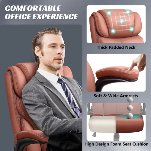 Vista 7 de HeroSet Silla de oficina, ergonómicas grandes y altas sillas de escritorio para computadora, silla ejecutiva de cuero transpirable con reposabrazos