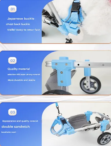 Vista 7 de 4 Wheel Lightweight Aluminum Alloy Pet Dog Wheelchair, Adjustable Dog Wheelchair, Walking Cart for Dogs with Limited Mobility in The Hind Legs