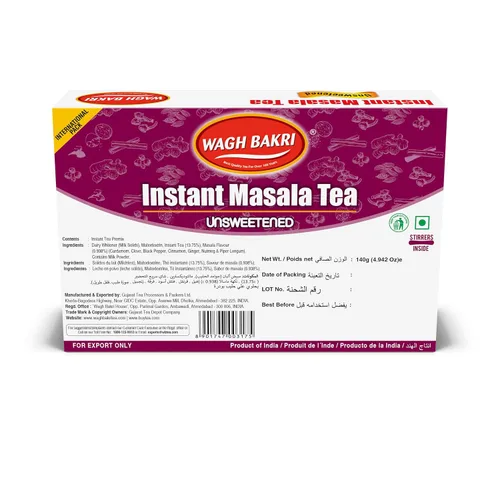 Vista 6 de Wagh Bakri Té Masala Instantáneo, Sin Azúcar Añadida, Karak Chai - 140 gramos, 10 Sobres [Paquete Internacional]