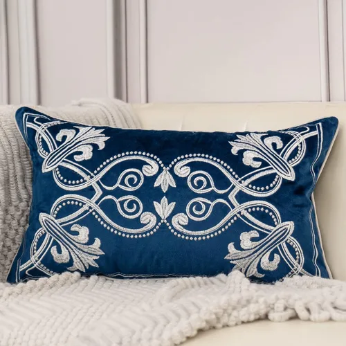 Vista 11 de Aeckself Funda de almohada floral europea de 16 x 16 pulgadas, funda de almohada decorativa bordada de terciopelo de lujo para sofá, dormitorio
