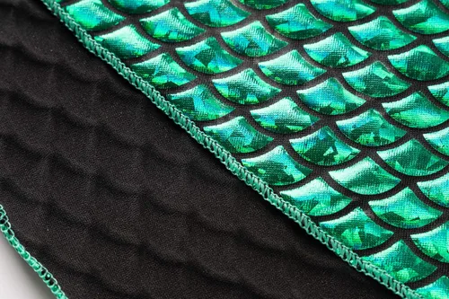Vista 5 de Funna Disfraz de sirena para niñas, vestido de princesa con orejas y diadema