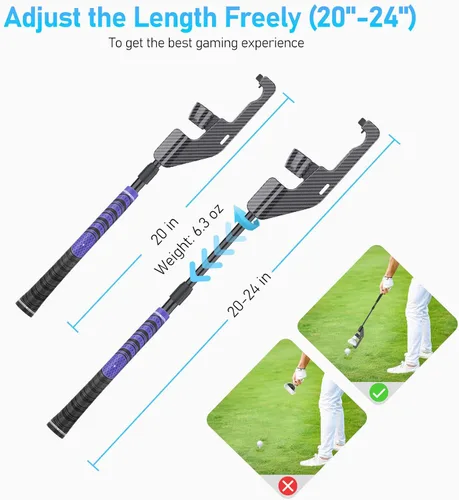 Vista 3 de VR Golf Club Handle Accessories Compatible with MetaOculus Quest 2, Adjustable Virtual Reality Golf Club Attachment Adapter for Family, Children