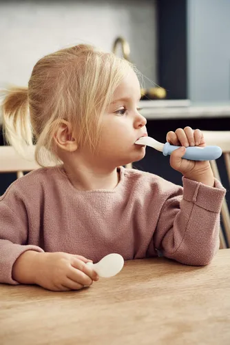 Vista 4 de BABYBJÖRN Juego de alimentación para bebé, rosa polvo, juego de 4 piezas